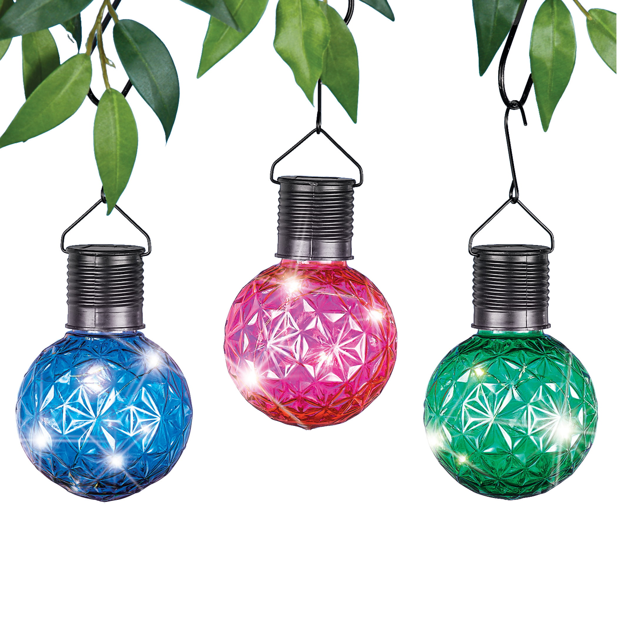 Solar Powered Colorful Hanging LED Lights, Set of 3 - Sparkles in the