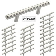 Hamilton Bowes Satin Nickel Cabinet Hardware Euro Style Bar Handle Pull - 3" Hole Centers, 5-3/4"" Overall Length (25)