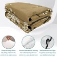 thumbnail image 4 of Quilts Full Size Bedding Set, Plum Blossom Lightweight Quilted Comforter, Vintage Zen Flower Tree Branch Brown Floral Soft Reversible Bedspread Coverlet with Pillow Covers for All Season, 78" x 90", 4 of 9