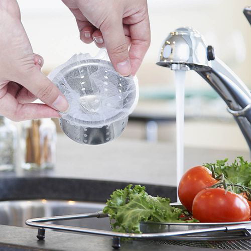 KABOER 30/100pcs Sink Strainer Bag, Disposable Mesh Sink Strainer Bags for Kitchen and Bathroom, Suitable for all Sizes of Sinks