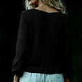 thumbnail image 4 of LEKWK Loose Linen Tops for Women Puff Sleeve V-Neck Button Down Shirt Boho Tops Tunic Tops Solid Pleated Soft Fall Beach Outfits, 4 of 7