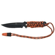 UST Camping ParaKnife 4.0 PRO, 4 Serrated Stainless Steel Knife Blade, Paracord Grip, Whistle