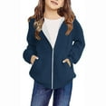 thumbnail image 3 of CFLVAEK Zip Up Hoodie Jackets for Girls Fall Winter Long Sleeve Hoodies with Pockets Solid Color Hooded Sweatshirts for Tween Girls Navy Size 10 Years, 3 of 9