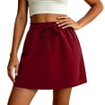 thumbnail image 4 of Miluxas Women's Athletic Mini Skirt Elastic Waist Drawstring Casual A Line Short Skirt with Pockets Lightweight Golf Tennis Skirt for Summer Wear Red, 4 of 7