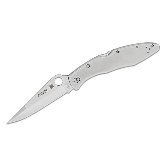 Spyderco Police Folding Knife 4.125" VG10 Satin Plain Blade, Stainless - C07P