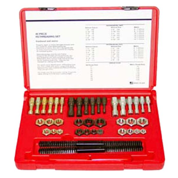 A & E Hand Tools KS972 40 Piece Master SAE and Metric Rethreader Kit