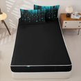 thumbnail image 4 of Erosebridal Glitter String Pattern Zipper Twin Comforter Sets with Fitted Sheet and 2 Pillowcases,Twinkling Star Print Zipper Bedding Set,Cyan Blue Black,Black Reversible, 4 of 6