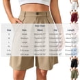 thumbnail image 3 of Qgtaibl Women's Bermuda Dress Shorts High Waisted Pleated Wide Leg Shorts with Pockets Summer Loose Fit Solid Color Fomal Work Shorts Wine L, 3 of 8