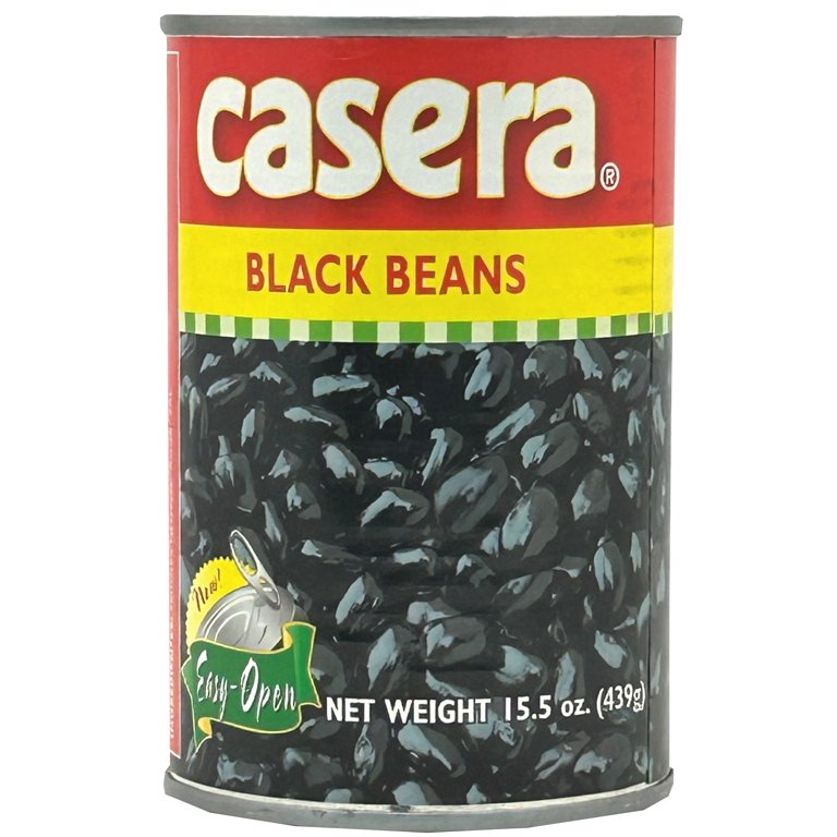 Casera Black Beans in Tomato Broth, 15.5oz, Easy Open, Habichuelas