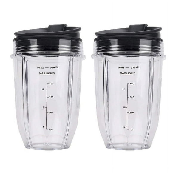 2 vasos de repuesto para licuadora de 18 oz con tapa para Auto IQ BL480 BL642 BL450 BL682 BL480, BL490, BL640 BL680