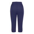 thumbnail image 4 of Wutalume Women's High Waist Side Slit Capri Pants with Pockets Elastic Wide Leg Casual Loose Fit Summer Beach Trousers,Navy L, 4 of 6