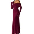 thumbnail image 7 of ZQUUVOU Women's Square Neck Gown Long Sleeve Flared Cuff Silver Sequin Glitter Evening Formal Maxi Dresses Red, 7 of 7