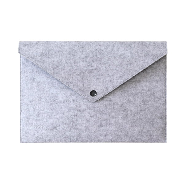 Injueey Bolsa de papel para archivos A4 a prueba de salpicaduras a prueba de polvo para el hogar y la escuela, bolsa para carpetas de fieltro con botón Carpetas de archivos gris claro