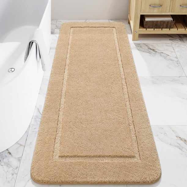 Alfombra de baño LOCHAS, larga, 60 x 180 cm, antideslizante, color beige