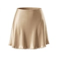 thumbnail image 2 of LEKWK Womens Silk Skirt High Waisted Skirt A Line Skirt Mini Skirt Slip Skirt With Lace Trim for Office Work Casual Party Sleepwear Outfit, 2 of 6