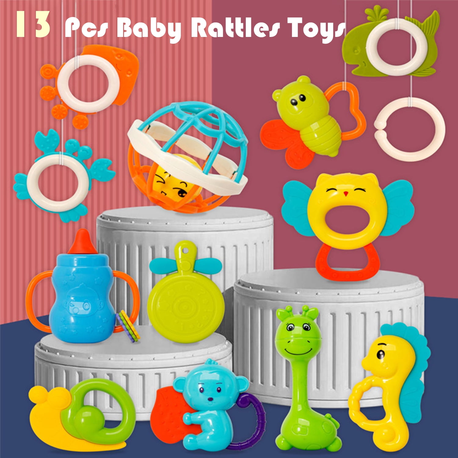 Baby Rattles Toys for 0 3 6 9 12 Months Boys Girls, Baby Toys for 0-6 Months, Infant Newborn Baby Toys for 6-12 Months Girls Boys, Baby Teether Toys 3-6 Months