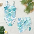 thumbnail image 3 of Xixirimido Vibrant Palm Leaf Print Girls Swimwear One Piece with Adjustable Strap and Removable Bra, Fashion Bathing Suit with Mesh Cover Up Skirt for Teens, Size 17-18 Years, 3 of 7