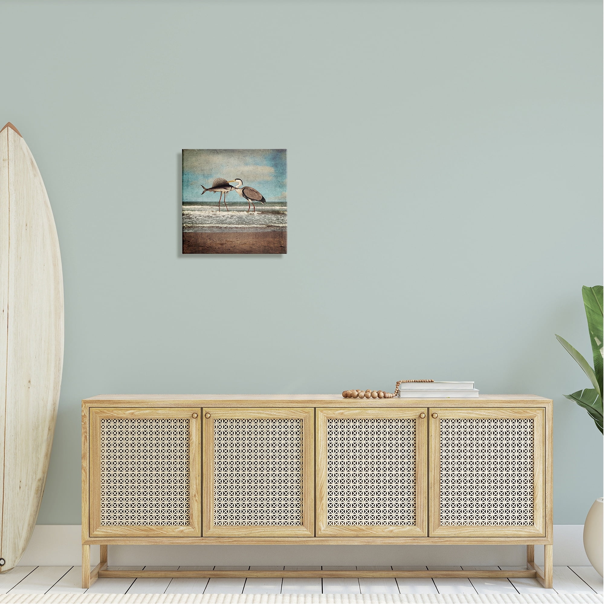 Stupell Industries Quirky Surreal Fish Bird Animals Beach Shoreline Canvas Wall Art, 24 x 24, Design by Paula Belle Flores
