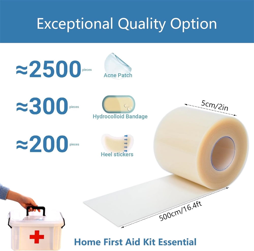 Triani 1Roll Hydrocolloid Roll for Wound Care 16.4Ft Extra Large Hydrocolloid Patch Bandages with Self-Adhesive Waterproof Ultra Absorbent Flexible DIY Size & Shape Latex-Free