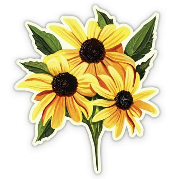 Black-eyed Susan Flowers - 3" Vinyl Sticker - For Car Laptop I-Pad Phone Helmet Hard Hat - Waterproof Decal