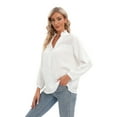 thumbnail image 5 of Women V Neck Long Sleeve Casual Loose Shirt Blouse Top, 5 of 7
