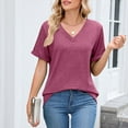 thumbnail image 4 of Blouses For Women Summer T-Shirts Short Sleeve V Neck Dolman Tops with Side Shirring Loose Fit Shirts Spring Fashion Summer Tops, 4 of 5