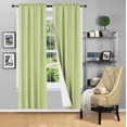 thumbnail image 2 of SKYNE 2 PANELS SOLID BLACKOUT THERMAL ROD POCKET FOAM LINED WINDOW CURTAIN DRAPE R64,Solid,MICROFIBER,63",SAGE GREEN, 2 of 5