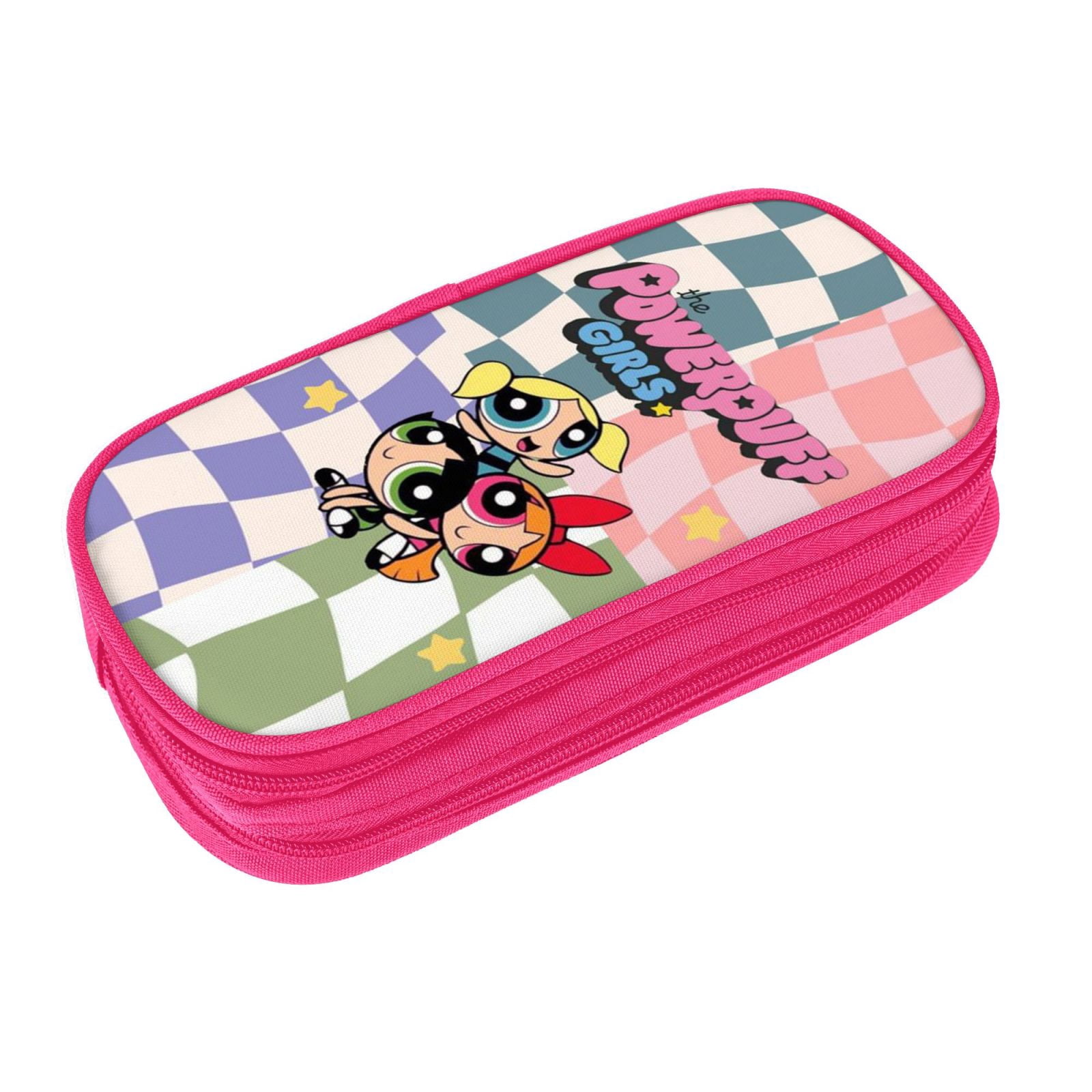 The Powerpuff Gi-rls Pencil Case Large Capacity Pencil Pouch Penbag Office Stationery Organizer Travel Makeup Bag Pink
