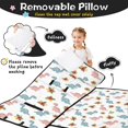 thumbnail image 3 of White Cartoon Dinosaurs Flowers Pattern Teens Toddler Nap Mat with Pillow, Sleeping Mat Bag for Preschool Daycare 60"x20", 3 of 6
