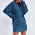 thumbnail image 4 of DHFJKG Sweater Dress For Women Solid Color Round Neck Long Sleeve Loose Fit Mini Dress Casual Versatile Dresses, 4 of 7