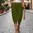 thumbnail image 2 of VBVC Women's Plus High Waisted Harem Capri Pants , Casual Summer Joggers For Women , Ladies' Lightweight Yoga Lounge Trousers with Pockets, Army Green , L-5XL, 2 of 9