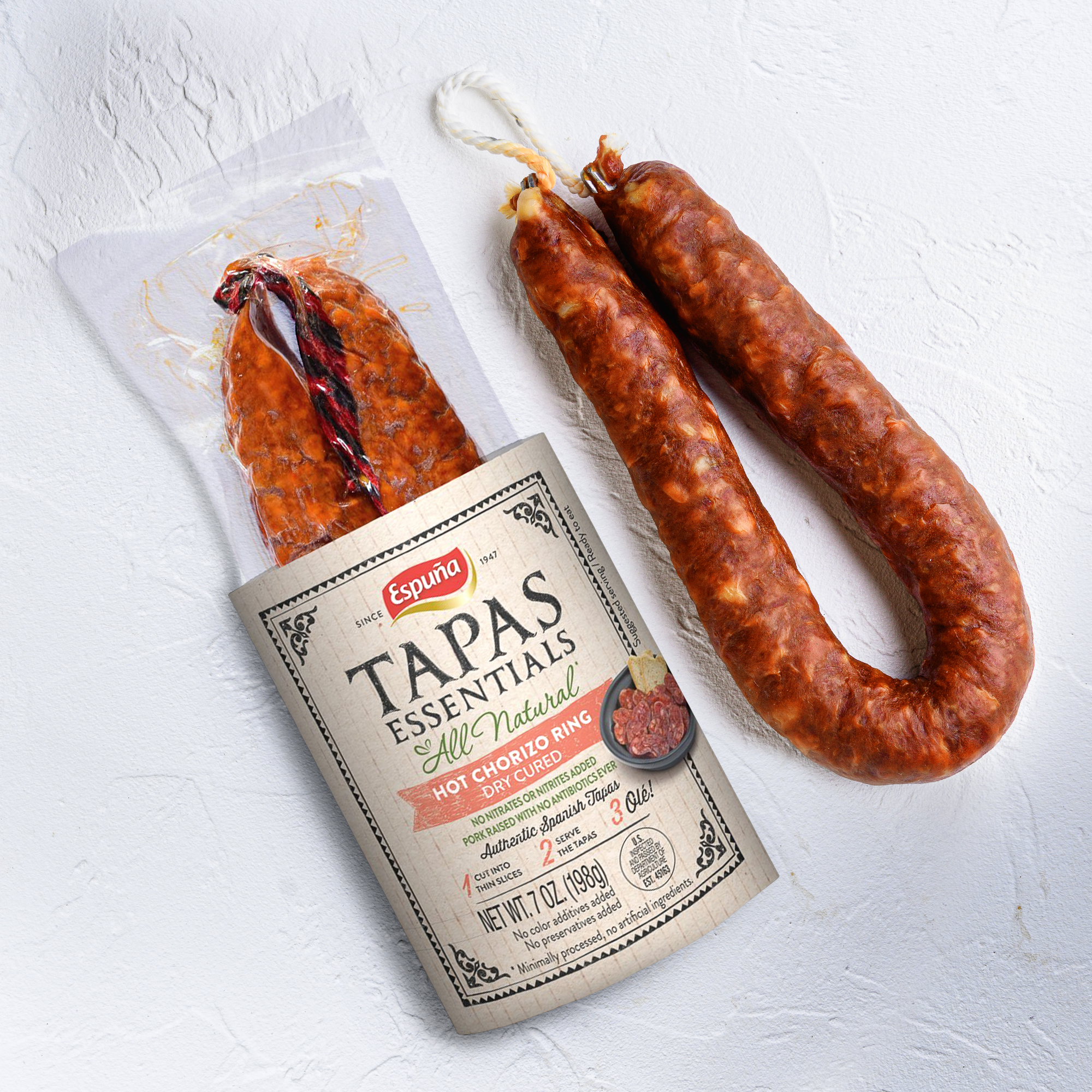 Hot Chorizo Ring (Sarta) True Spanish Recipe - Spanish Chorizo for Authentic Tapas 7oz | Espua