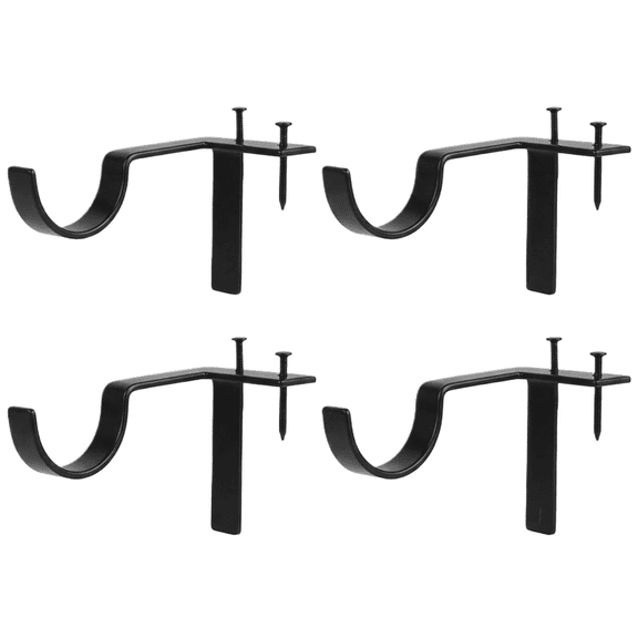 Meilimei 4Pcs Curtain Rod Brackets Set Double Curtain Rod Holders Easy No Drilling Tap Right into Window Frame for Rods Window Bedroom Decoration- Adjustable Curtain Rod Brackets