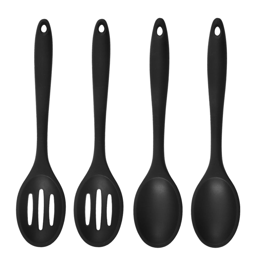 4 Pieces Silicone Mixing Spoon Heat Resistant Silicone Basting Spoon
