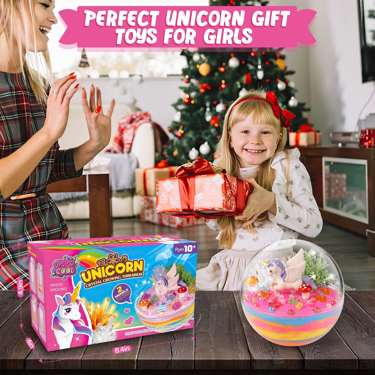 Carsky Unicorn Toys for Girls, Light up Unicorns Crystals Growing Terrarium Kit for Kids, Arts & Crafts Kits, Birthday Gifts for Ages 5-7 8-11 12+