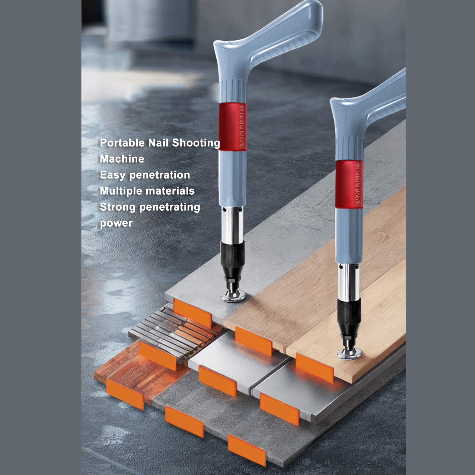 Wall Nail Fastening Tool, Manual ABS Stainless Steel Compact Nail Shooting Machine Fastener Tool  For Woodworking