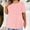 Pink, variant on LADIGASU Women Plus Size Solid Color Round Neck Short Sleeve Blouses