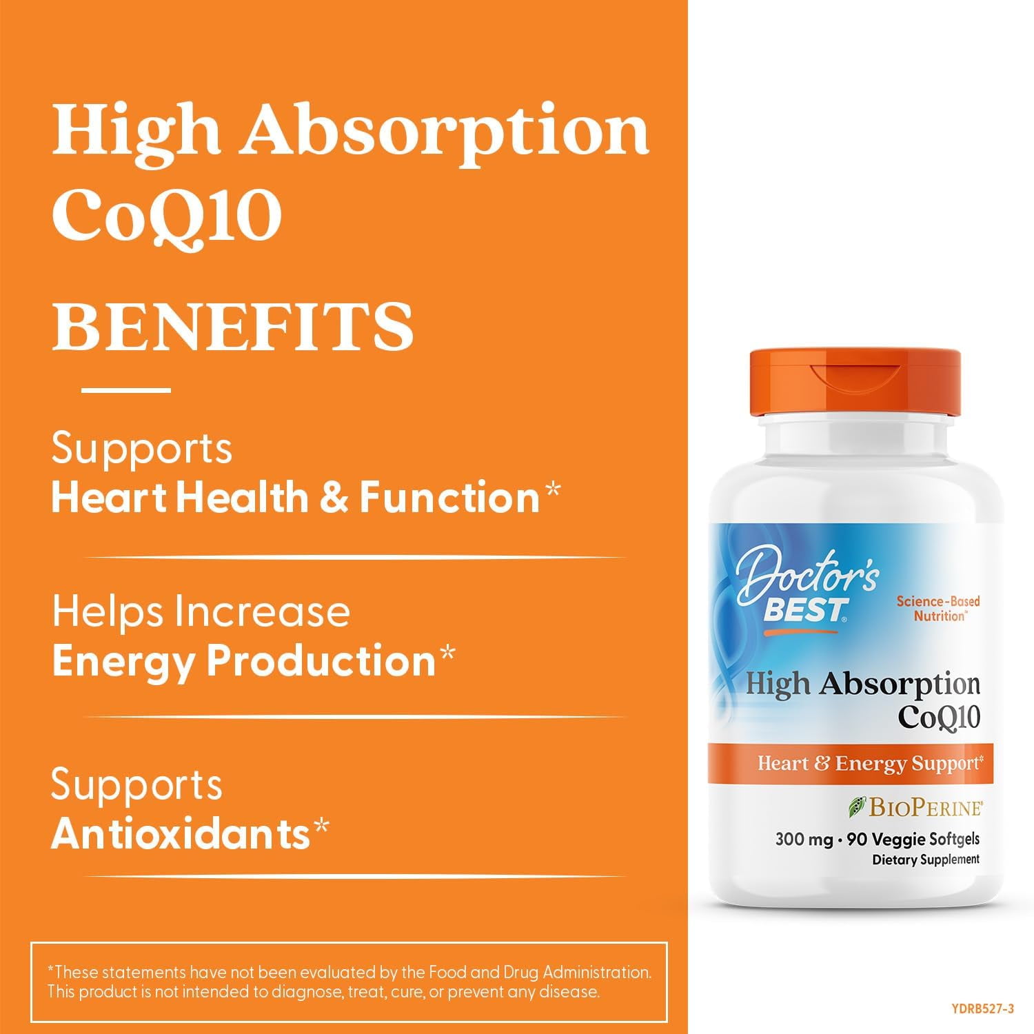 Doctor's Best High Absorption CoQ10, Heart & Energy Support, USP Verified, Naturally Fermented CoQ10, Non-GMO Gluten Free, Soy Free, Vegetarian 90 Veggie Softgels