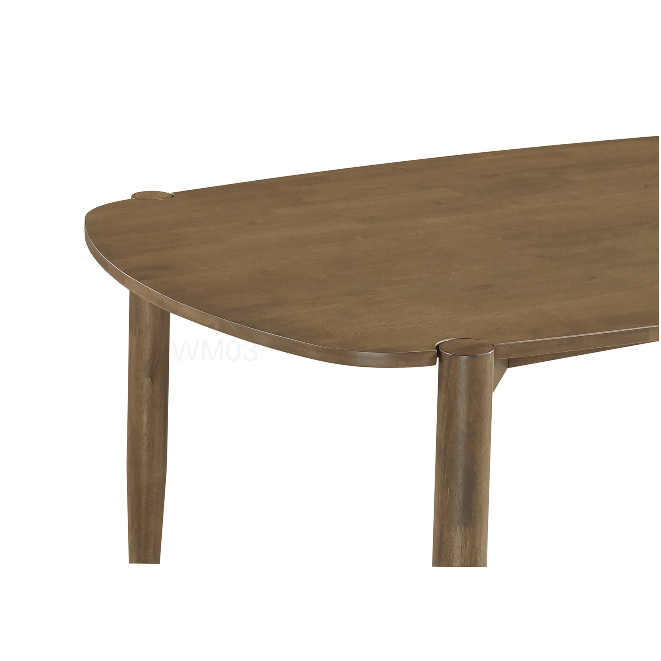 Modern Walnut Finish Dining Table, Solid Wood Rectangular Kitchen Table with Rounded Edges for Dining Room
