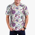 thumbnail image 2 of Balery Fairy Flower Printed Men’s Short Sleeve Polo Shirt, Midweight Men's Shirt,Golf Polo shirts -Large, 2 of 8