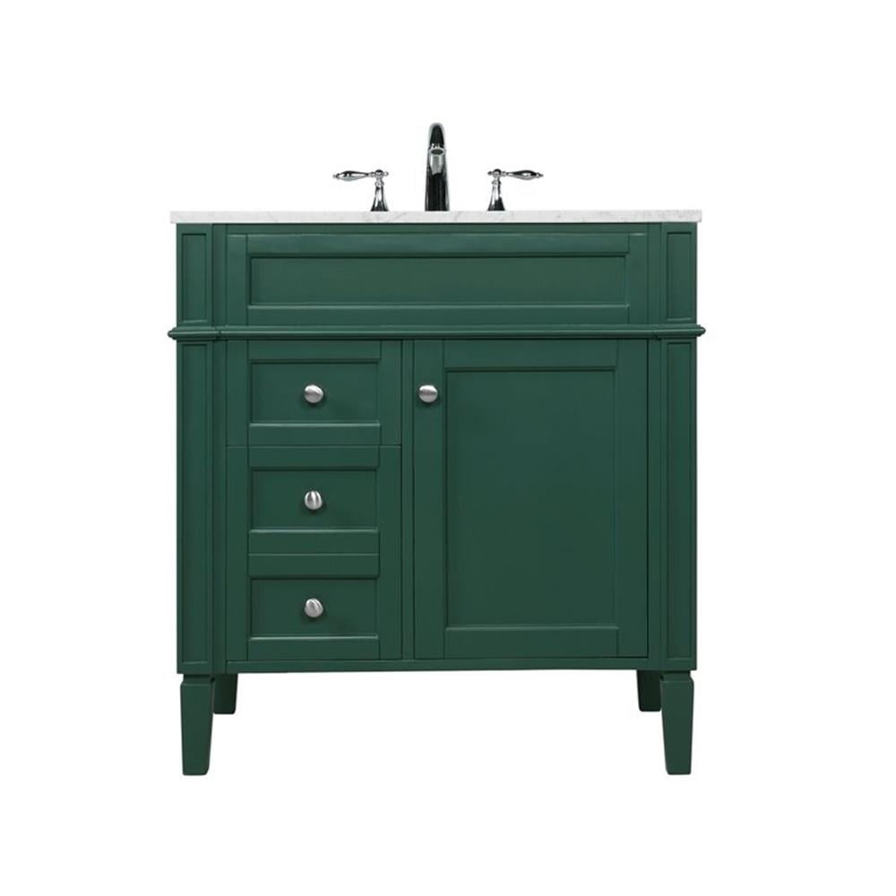 Elegant Decor Park Avenue 32" Metal MDF Marble Single Bathroom Vanity in Green