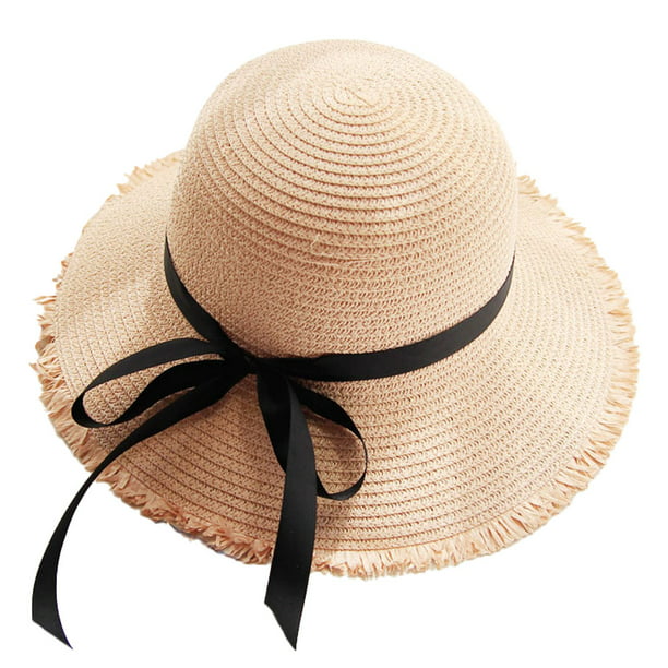 56-58cm hat circumference, bow straw hat, summer sunscreen sun hat, raw  brimmed hat, female outdoor vacation beach sun hat 