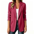 thumbnail image 4 of Karymi Workout Tops for Women Open Front Linen Blazer, Notched Lapel Long Sleeve Roll Tab Casual Suit Jacket, Solid Coat with Side Pockets Womens Tops Dressy Casual, 4 of 5