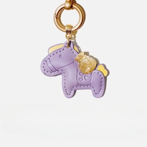 Cute Leather Horse Keychain Fashion Trendy Cartoon Animal Bag Pendant Charm Car Key Ring Hangings Ornaments Accessories Gifts