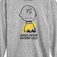 thumbnail image 3 of Peanuts - Smile More Worry Less - Youth Long Sleeve Tee, 3 of 6