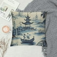 thumbnail image 2 of PIKWEEK Navy Blue Chinoiserie Pillow Covers  Asian Scenic Decorative Outdoor Throw Pillows Tree Birds Pagoda Pillow Case Square Cushion Cover Decor for Sofa Couch Bed, 2 of 5