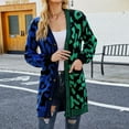 thumbnail image 6 of Sweaters for women Women's Autumn And Winter Leopard Print Stitching Knitted Cardigan Mid Length Sweater Jacket christmas sweater women, 6 of 8