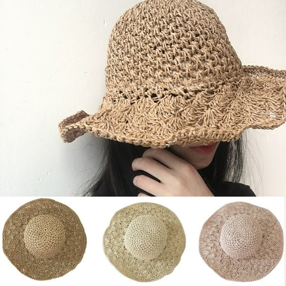 Travelwant Women's Summer Hand Woven Foldable Wide Brim Fisherman Raffia Straw Sun Hat
