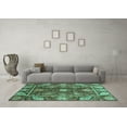 thumbnail image 3 of Ahgly Company Machine Washable Indoor Round Oriental Turquoise Blue Traditional Area Rugs, 7' Round, 3 of 4