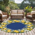 thumbnail image 4 of Round Rugs 6Ft, Summer Lemon Round Area Rug Washable Indoor Throw Carpet, Blue Yellow Spring Floral Botanical Soft Non Slip Circle Rug for Office Cabinet Home Decor Aesthetic, 4 of 8